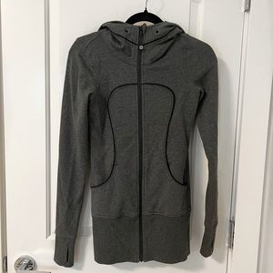 Lululemon Grey Scuba Hooded Zip Up Jacket, Size Small.